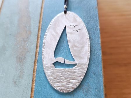 Unique handmade Aluminium textured boat pendant