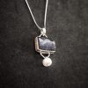 Blue sapphire & freshwater pearl silver 925' necklace