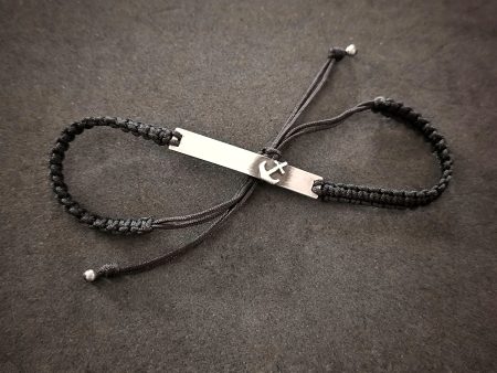 Anchor silver bar bracelet