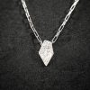 Modern unisex geometric fired pendant in a link chain