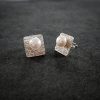 Silver stud earrings with fresh water pearl - Image 2
