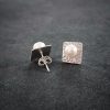 Silver stud earrings with fresh water pearl - Image 4