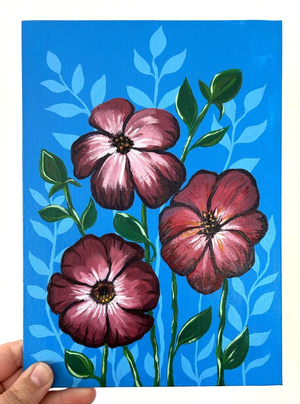 Acrylic Painting Featuring Imaginative Flowers