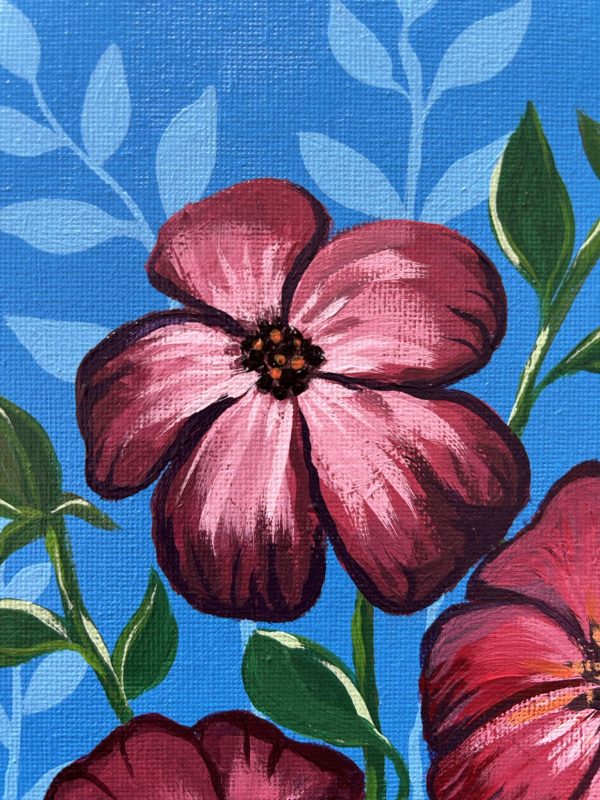 Acrylic Painting Featuring Imaginative Flowers