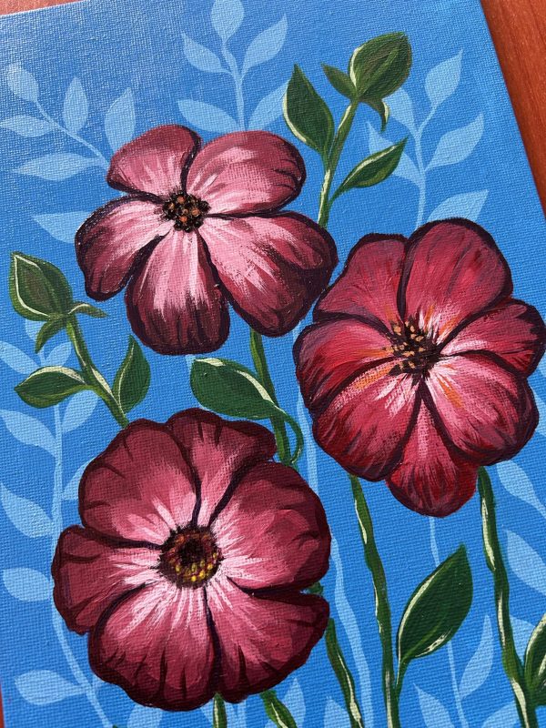 Acrylic Painting Featuring Imaginative Flowers