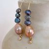 Gold Marquise Baroque Pearl Earrings - Image 3