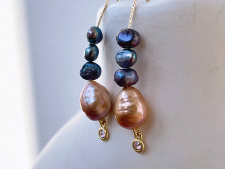 Gold Marquise Baroque Pearl Earrings