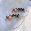 Gold Marquise Baroque Pearl Earrings - Image 4