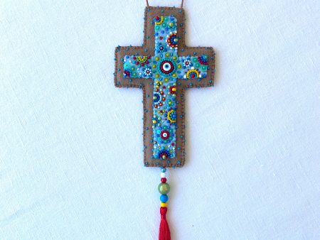 Cross Wall Hanging. An embroidered cross. Just one-of-a-kind wall hanging.