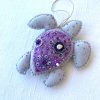 Caretta caretta Handmade Ornament. Purple Sea turtle hanging.