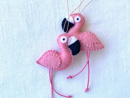 Pink Flamingo ornaments from Cyprus. Felt flamingo.