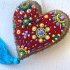 Handmade Beaded Heart Ornament with Tassel
