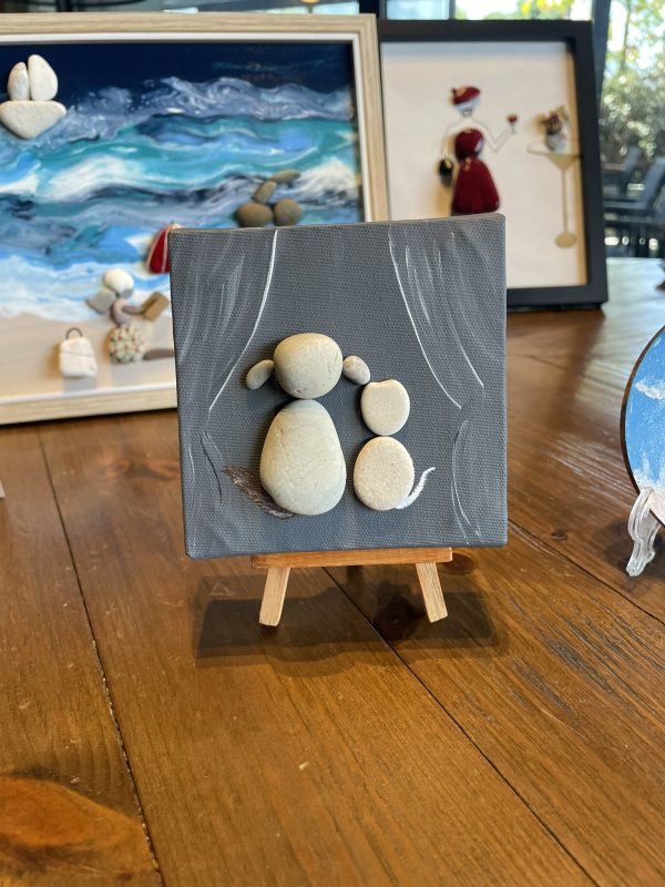 Pebble Art On Canvas "Dogs And Cats Can Be Friends" - Image 7