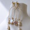 Arch Gold Pearl Earrings - Image 2