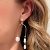 Arch Gold Pearl Earrings