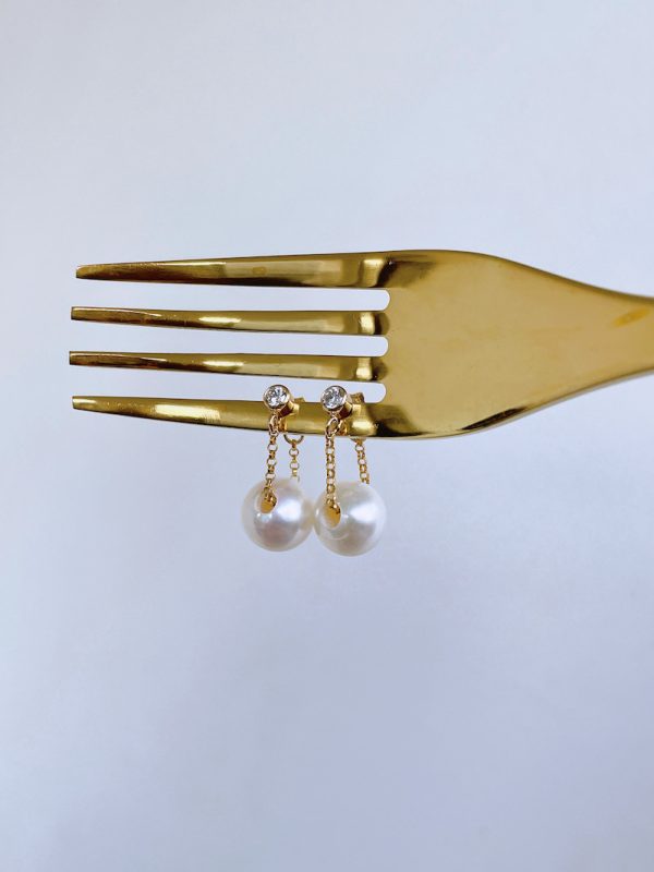 Baby Pearl Chain Earrings - Image 2