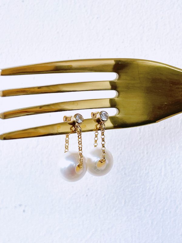 Baby Pearl Chain Earrings - Image 4