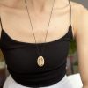 Hand Painted Pebble Necklace "Cat Silhouette" - Image 3