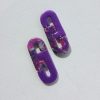 Marbled purple, fuchsia and silver statement stud earrings - Image 4
