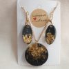 Black Necklace with Golden Leaves and Earrings Set - Image 3