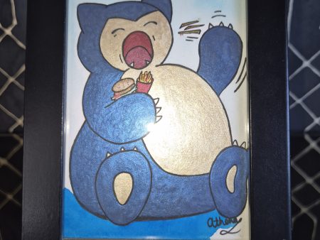 Snorlax Eating Original, One-of-a-kind Artwork