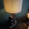Olive log and Lefkara stone table lamp - Image 2