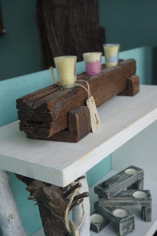 Hand crafted, rustic triple candle stand - Image 3