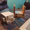 Handmade, hard-wearing, big block, pine coasters with holder - Image 2