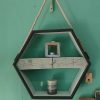 Hexagonal hanging display with pallet block shelf - Image 4
