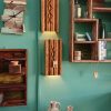 Twin set of hardwood wall light fittings - Image 9