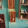 Twin set of hardwood wall light fittings