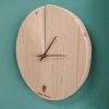 Natural, circular fir wood, minimalist wall clock