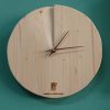 Natural, circular fir wood, minimalist wall clock - Image 3