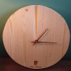 Natural, circular fir wood, minimalist wall clock - Image 2