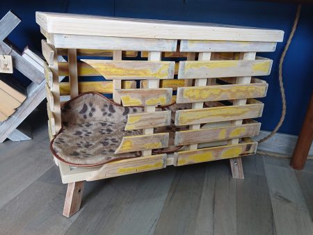 Two-tier rustic style, recycled wood cat bed