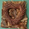Wood log shavings with bamboo heart wall art feature