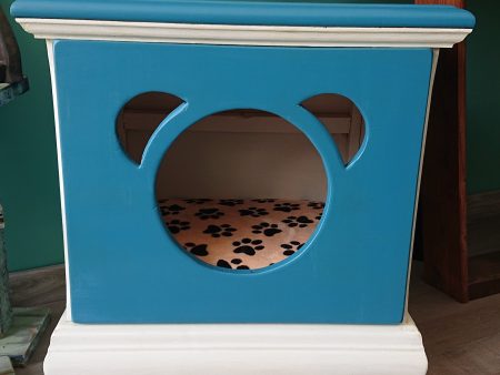 Repurposed bedside drawers cabinet pet bed
