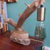 Village stone and wood table lamp