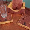 Set of 4 Handmade high-quality multi-wood coasters with holder that includes built in bottle opener - Image 8