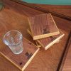 Set of 4 Handmade high-quality multi-wood coasters with holder that includes built in bottle opener - Image 4