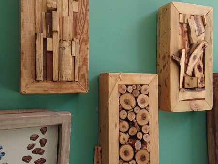 Solid wood and off cut wall art feature