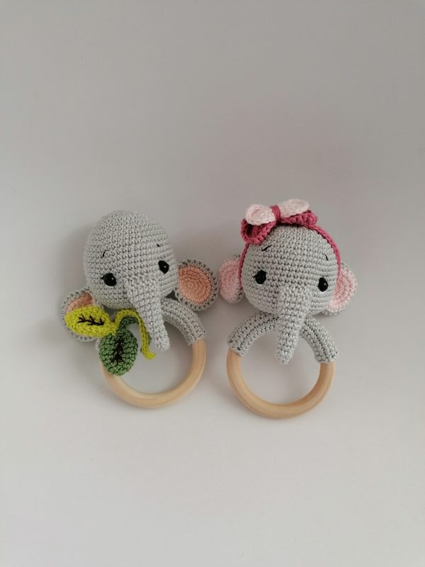 Crocheted Rattle-Teething toy Elephant