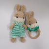 crocheted Bunny rattle-teething toy and lovey set