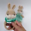 Cute handmade crocheted Bunny lovey and rattle-teether toy set - Image 3
