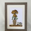 Framed Pebble Art “Flowers At Tea Time”