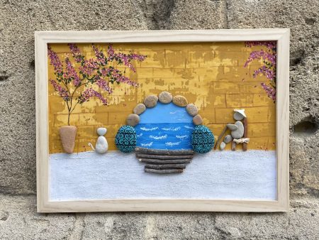 Framed Pebble Picture "Old Town"
