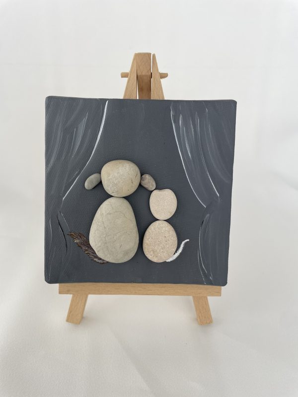 Pebble Art On Canvas "Dogs And Cats Can Be Friends" - Image 5