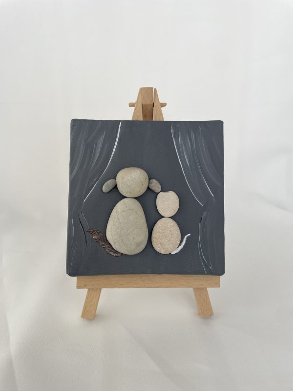Pebble Art On Canvas "Dogs And Cats Can Be Friends" - Image 3