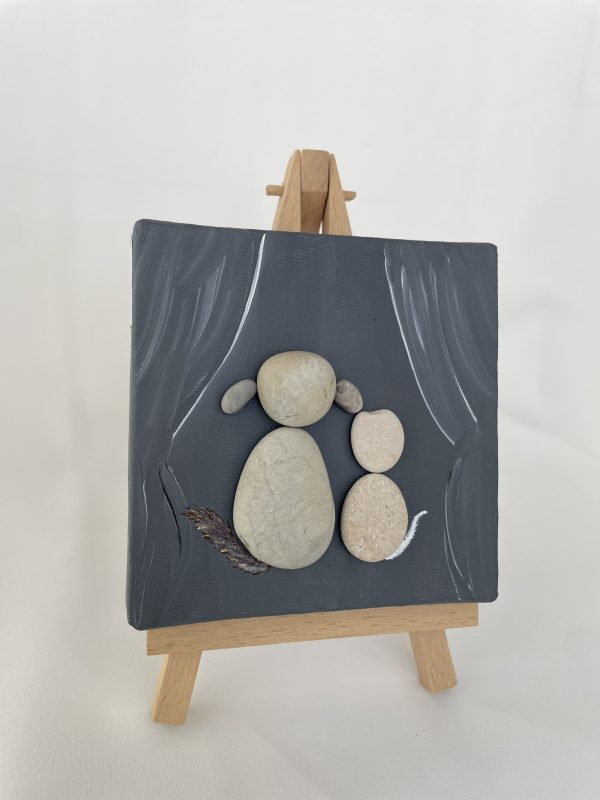 Pebble Art On Canvas "Dogs And Cats Can Be Friends" - Image 4