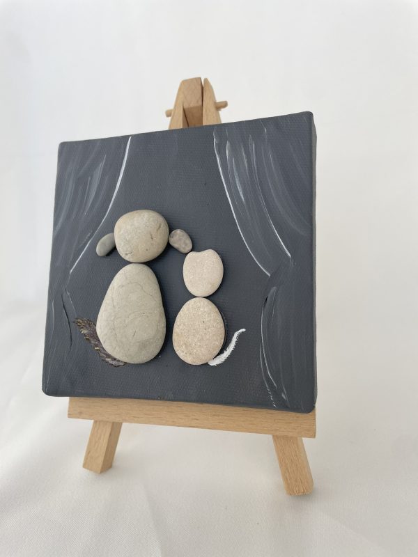 Pebble Art On Canvas "Dogs And Cats Can Be Friends" - Image 2